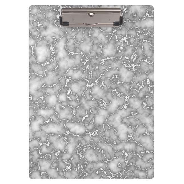 Elegant White Grey Marble Clipboard (Front)