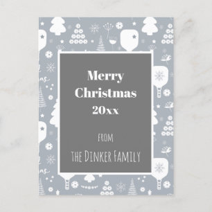 Elegant white & grey Merry Christmas Postcard