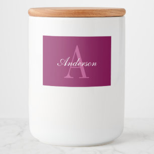 Elegant White & Grey Monogram Food Label