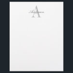 Elegant White & Grey Monogram Letterhead<br><div class="desc">Elegant & classy customizable monogram.</div>