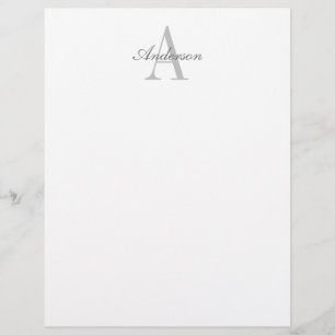 Elegant White & Grey Monogram Letterhead