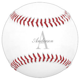 Elegant White & Grey Monogram Softball