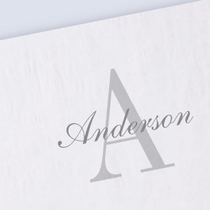 Elegant White & Grey Monogram Tissue Paper