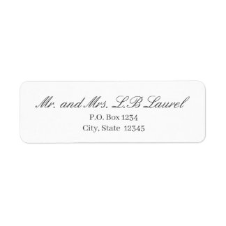 Elegant White Grey Script Return Address Label