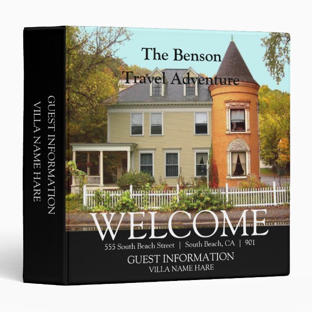  Elegant White Guest Information Vacation Rental  Binder (Front/Spine)