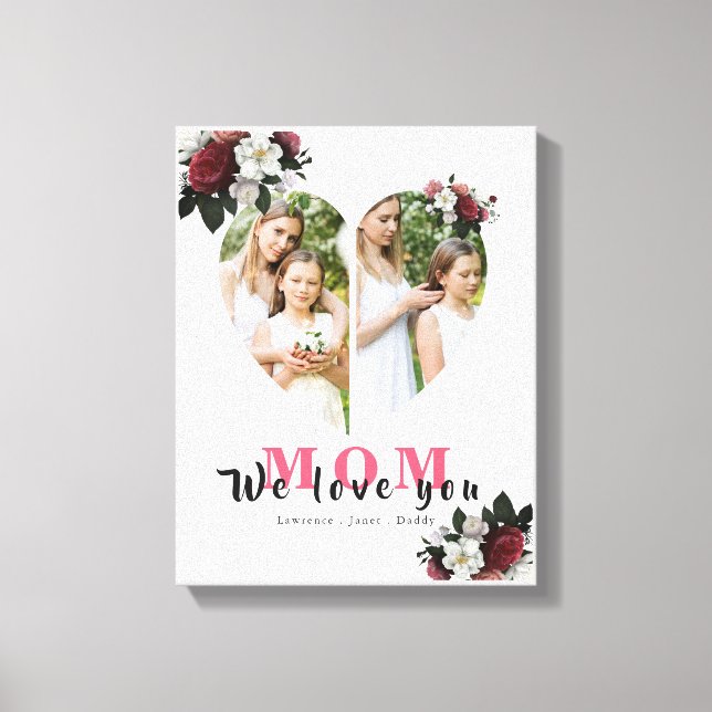 Elegant White Heart Shaped Gift for Mother's day Canvas Print (Front)