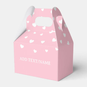 Elegant White Hearts on Pastel Pink Favor Box