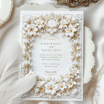 Elegant White Hibiscus Faux Embossed Invitation<br><div class="desc">Introduce your wedding day with this stunning white hibiscus invitation. The design features elegant hibiscus flowers surrounded by intricate foliage and framed by ornate faux embossed baroque-style detailing. The creamy white background adds a timeless, sophisticated touch, making this invitation perfect for formal or romantic-themed weddings. Please note, the embossed details...</div>