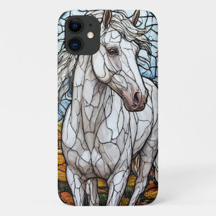 Elegant White Horse Artistic Glass Style iPhone 11 Case