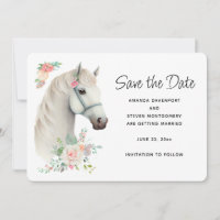 Elegant White Horse Boho Floral Wedding