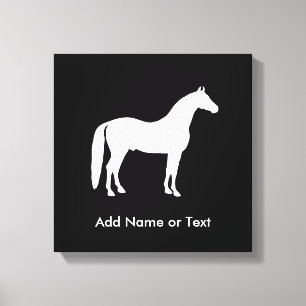 Elegant White Horse Customizable Text Canvas Print