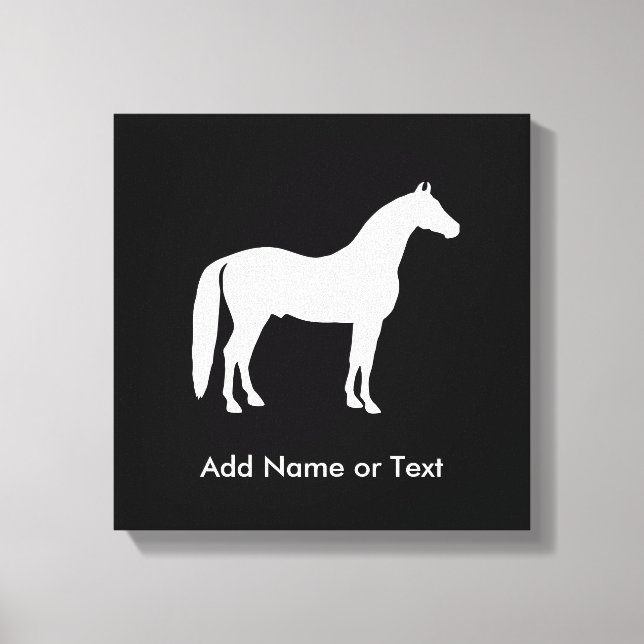 Elegant White Horse Customizable Text Canvas Print (Front)