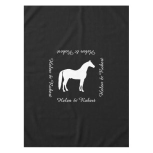 Elegant White Horse Customizable Text Tablecloth