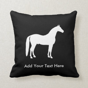 Elegant White Horse Customizable Text Throw Pillow