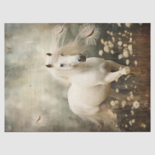 Elegant White Horse Decoupage Tissue Paper