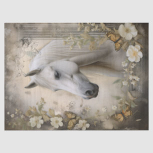 Elegant White Horse Decoupage Tissue Paper