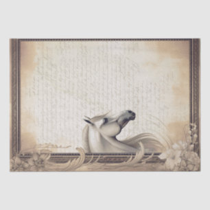Elegant White Horse Decoupage Tissue Paper