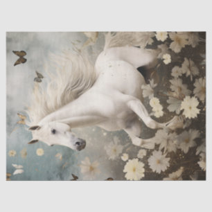 Elegant White Horse Decoupage Tissue Paper