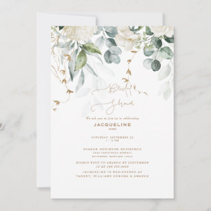 Elegant White Hydrangea Botanical Bridal Shower  Invitation
