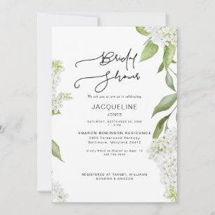 Elegant White Hydrangea Bridal Shower  Invitation