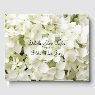 Elegant White Hydrangea Floral Wedding Guest Book