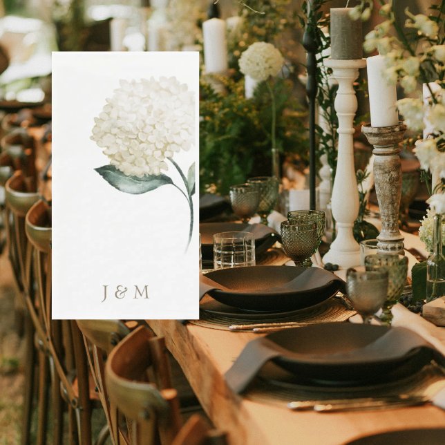  Elegant White Hydrangea Personalized Monogram  Napkin (Creator Uploaded)
