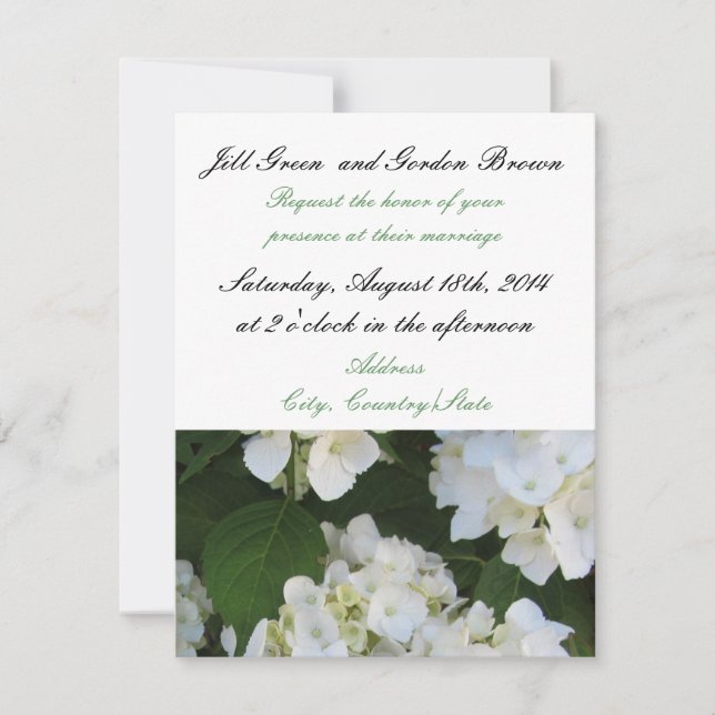 Elegant White Hydrangea Wedding Invitation (Front)
