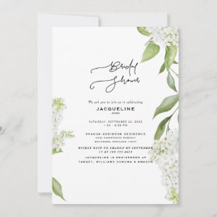 Elegant White Hydrangea White Bridal Shower  Invitation