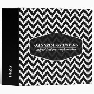 Elegant White Ikat Chevron Custom Black Background Binder