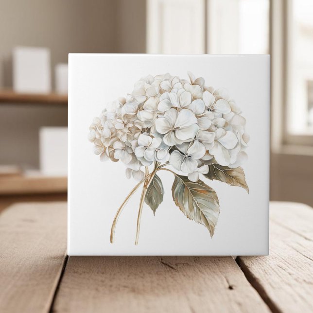 Elegant white ivory hydrangea french country tile (Creator Uploaded)