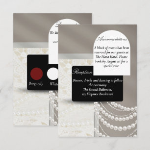 Elegant White Lace Black Wedding Dress Code Detail Enclosure Card