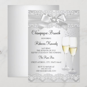 Elegant White Lace Champagne Brunch Invite