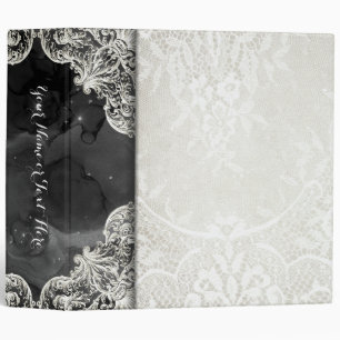 Elegant White Lace & Dark Starry Galaxy Floral Binder