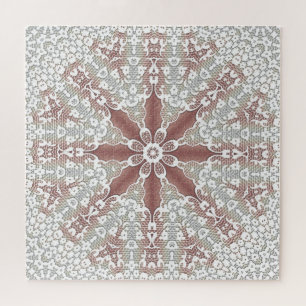 Elegant White Lace Floral Jigsaw Puzzle
