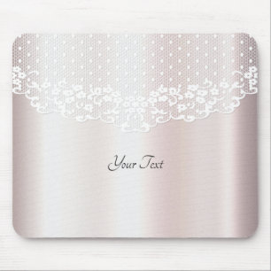 Elegant White Lace Floral Mousepad