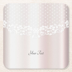 Elegant White Lace Floral Paper Coaster