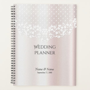 Elegant White Lace Floral Planner