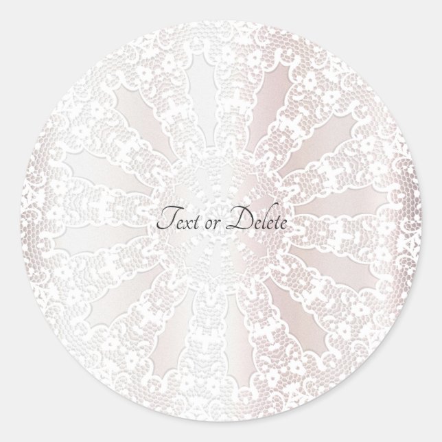Elegant White Lace Floral Wedding Sticker (Front)
