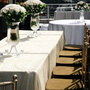 Elegant White Lace Formal Light Golden Tones Tablecloth