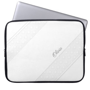 Elegant White Lace Pattern and Customization Laptop Sleeve