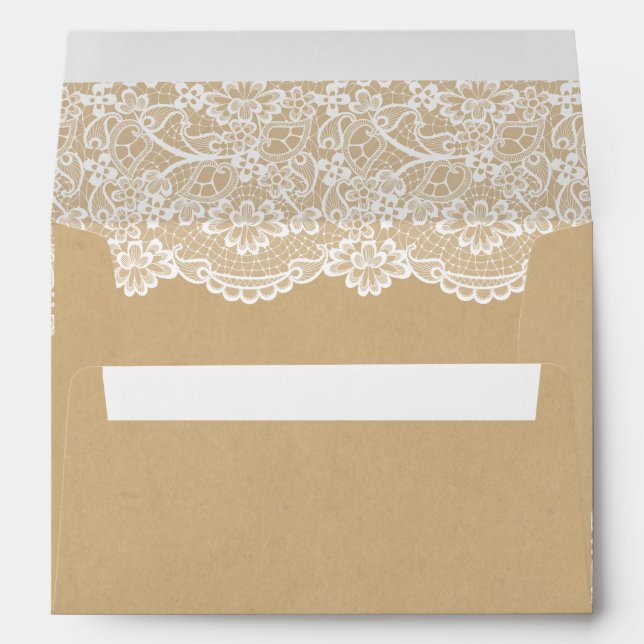 Elegant White Lace Pattern Kraft Wedding 5x7 Envelopes (Back (Bottom))