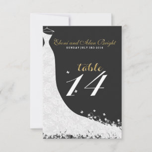 Elegant White Lace Wedding Dress Table 14 Invitation