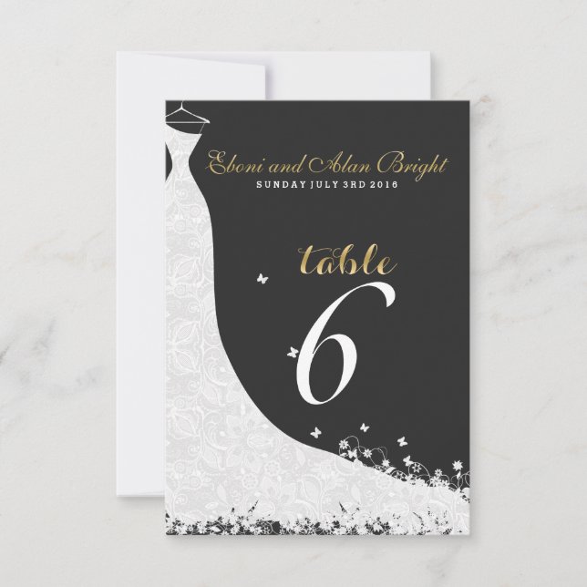 Elegant White Lace Wedding Dress Table 6 Invitation (Front)