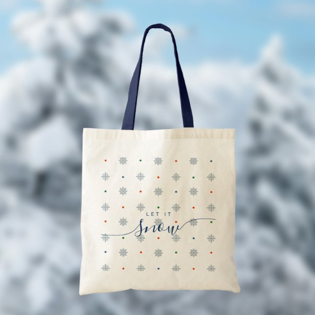 Elegant white Let it snow custom  Tote Bag (Elegant let it snow custom tote bag personalized with name, initial and message)