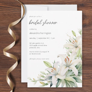 Elegant White Lilies Bridal Shower Invitation