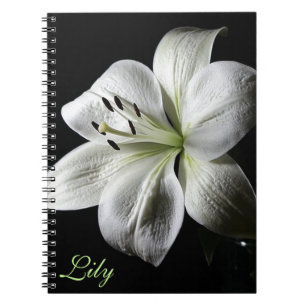 Elegant White Lily Notebook *personalize*