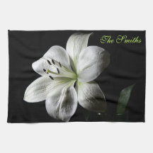 Elegant White Lily Towel *Personalize*