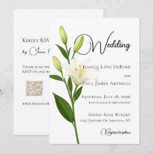 Elegant White Lily Wedding Invitation