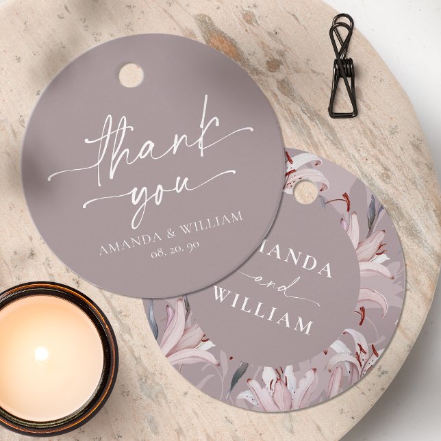 Elegant White Lily Wedding Thank You Tag (Creator Uploaded)