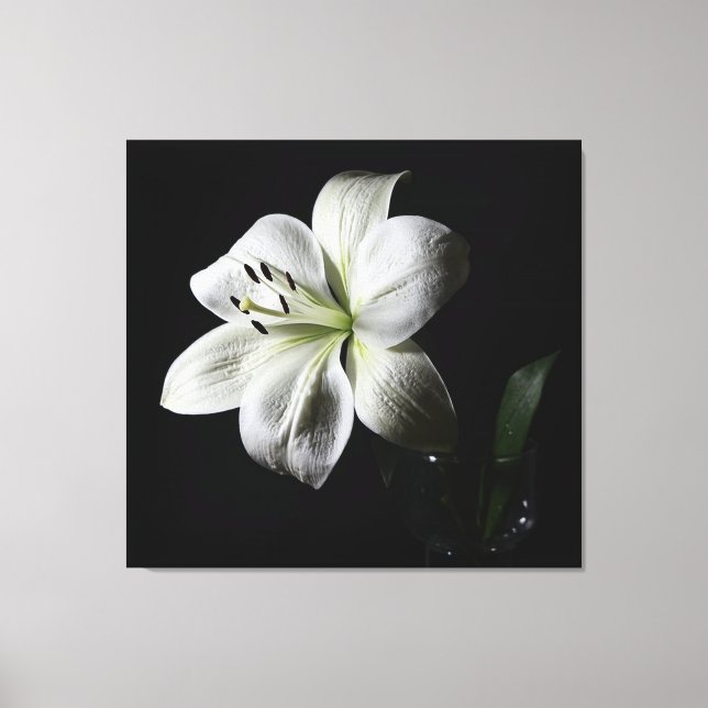 Elegant White Lily Wrapped Canvas Print (Front)